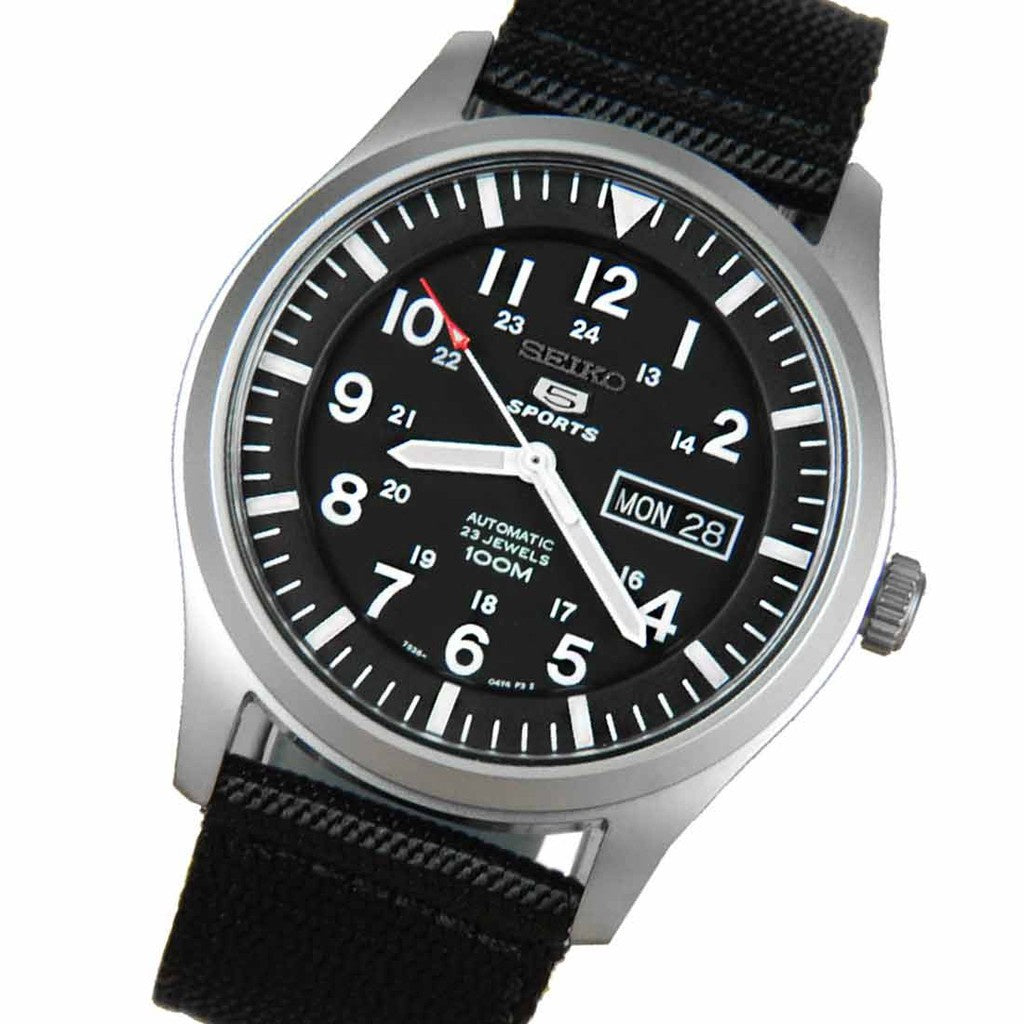SEIKO 5 Black Nylon Military Style Automatic