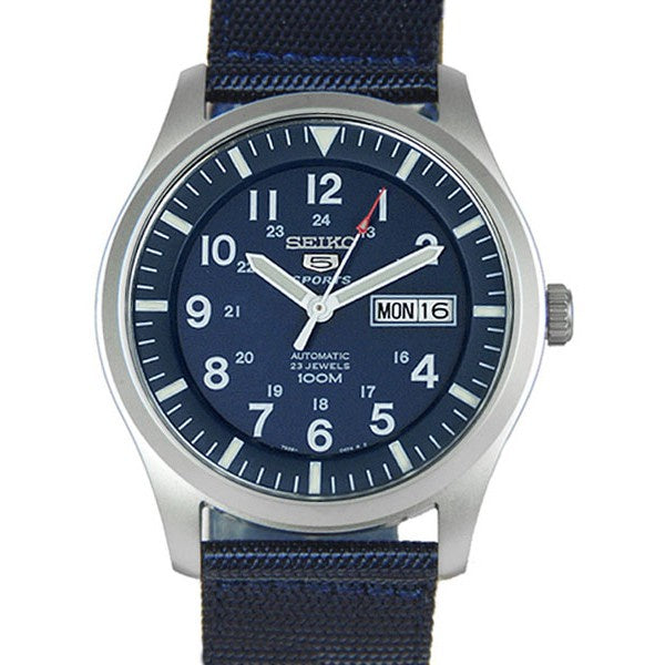 SEIKO 5 Blue Nylon Military Style Automatic