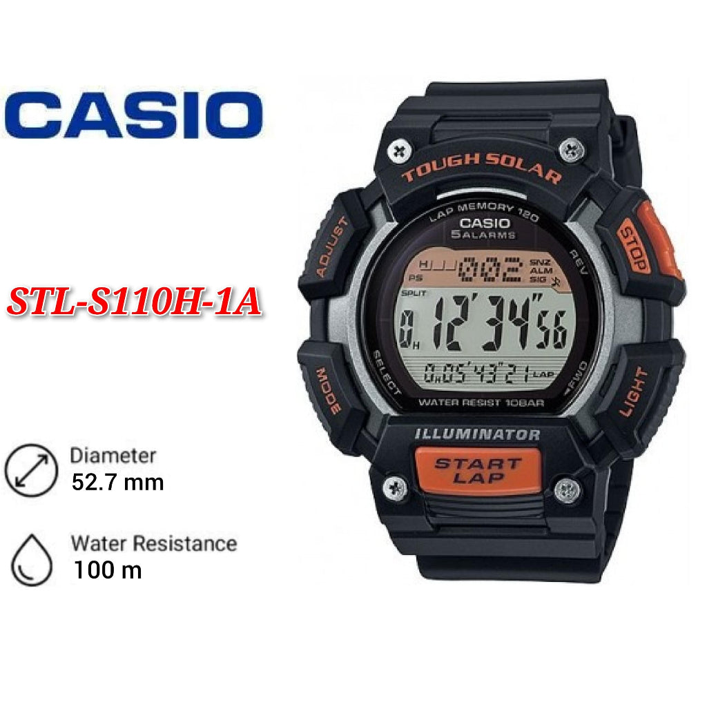 CASIO Men Tough Solar With Lap Memory Sport Watch STL-S110H-1A
