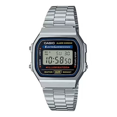 Casio Vintage A168WA-1W Silver Stainless Steel Band Men Watch / Women Watch