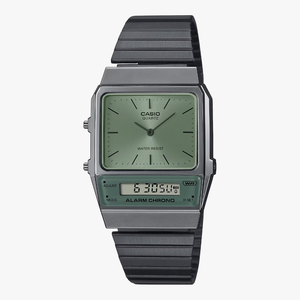 Casio Vintage Unisex Watch AQ-800-ECGG-3A Analog-Digital Stainless Steel Band