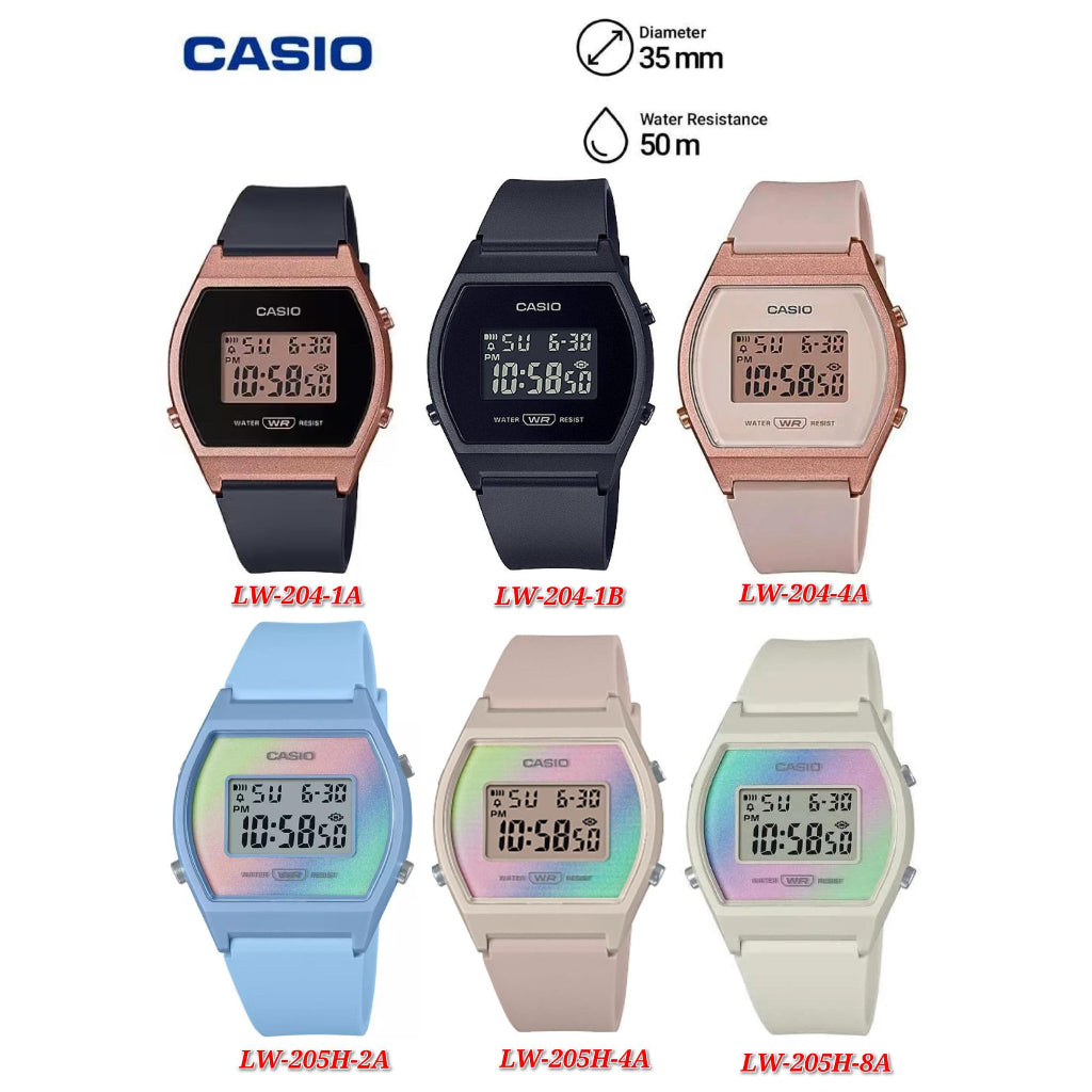 Casio LW-204-1B Series Women's Digital with Resin Band Watch