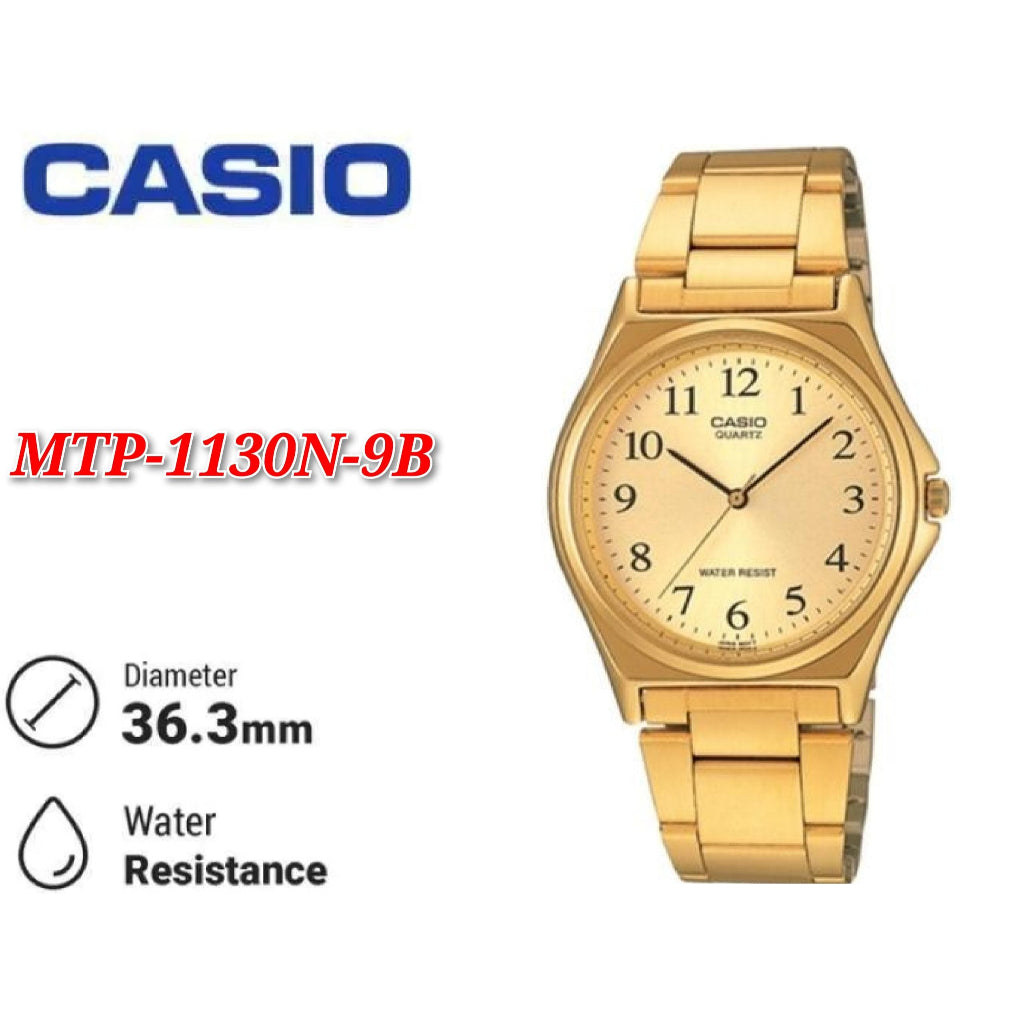 Casio Men's MTP1130N-9B Gold Stainless-Steel Quartz Watch with Gold Dial