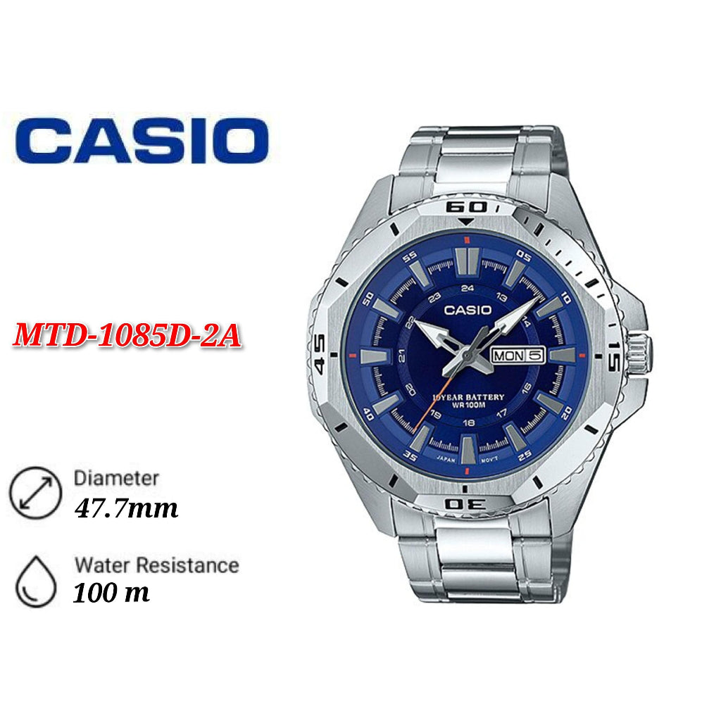 Casio MTD-1085 Men's Watch Day Date Display Fashion Quartz Analog Watch - MTD-1085D-2A