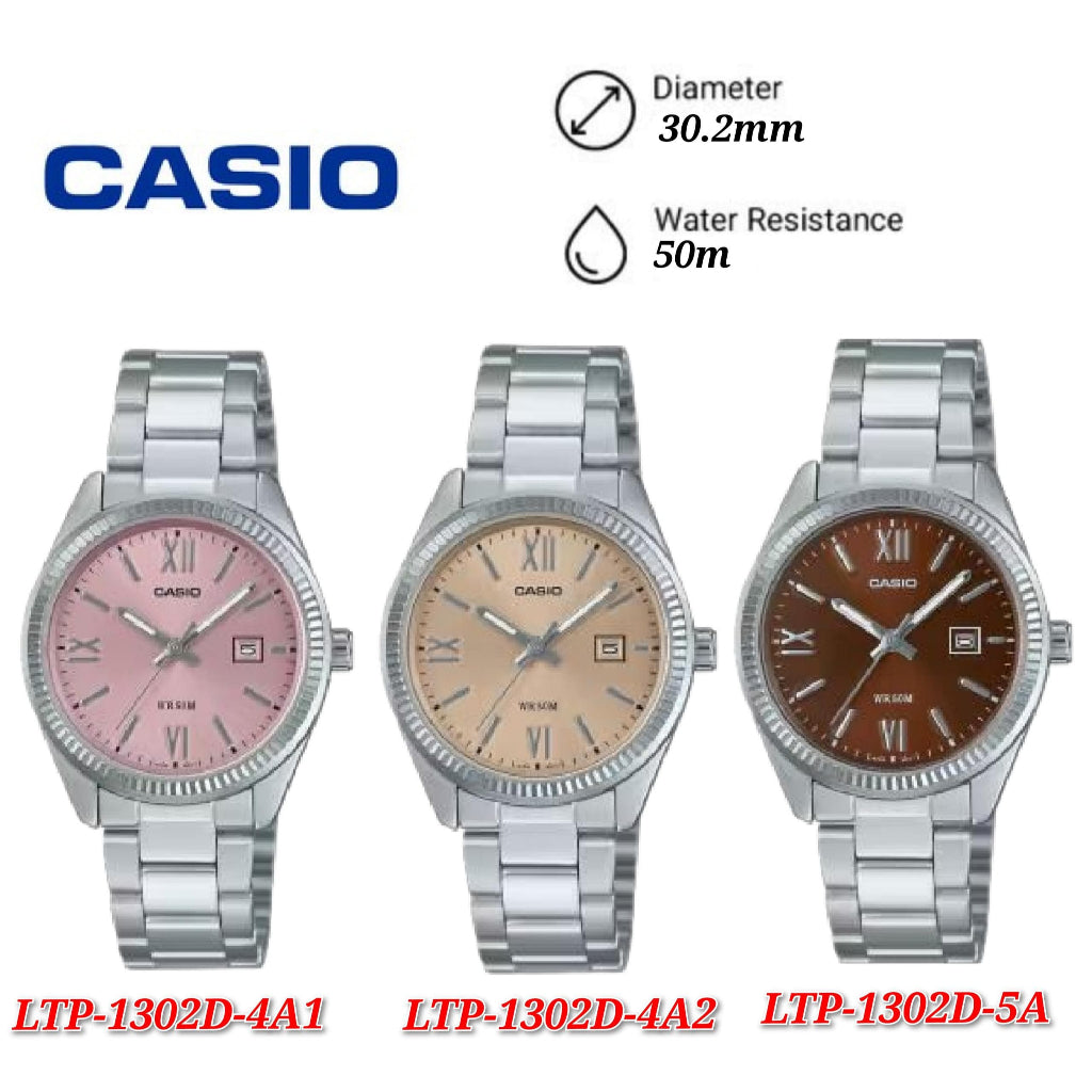 Casio General LTP-1302DD Stainless Steel Band Women Watch - LTP-1302DD-5A