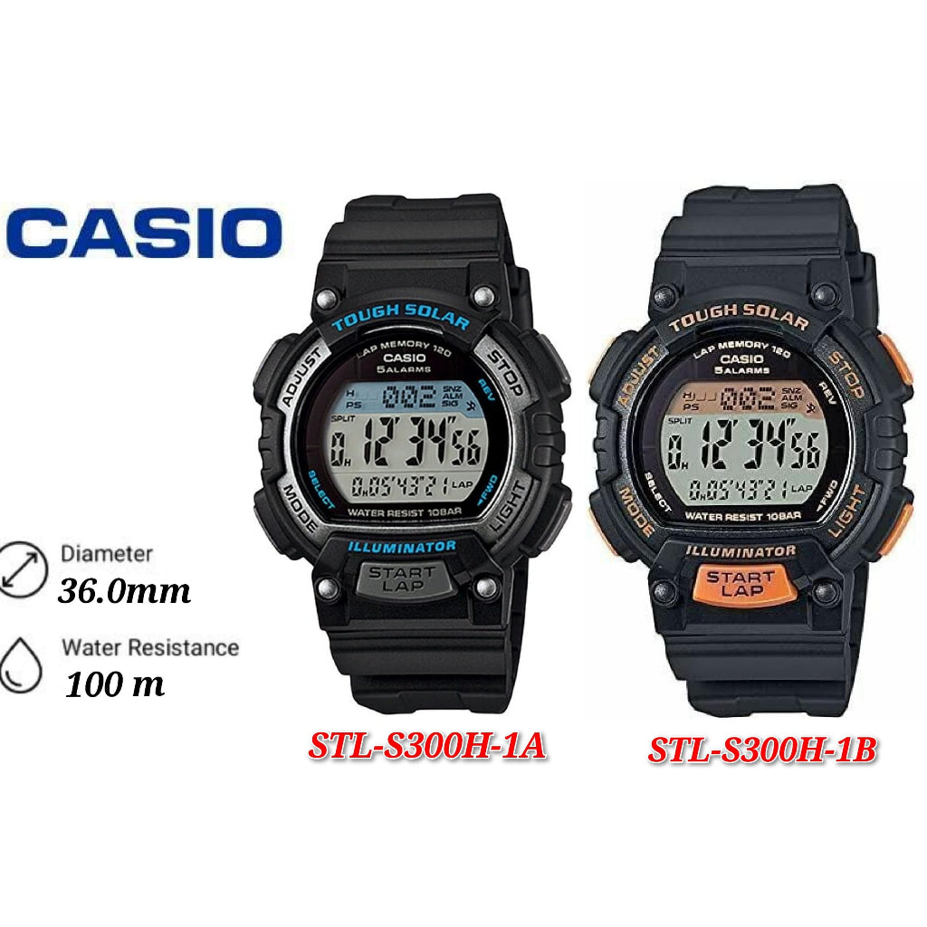 Casio STL-S300H- Small Size Tough Solar Digital Resin Band Ladies Sports Watch - STL-S300H-1B