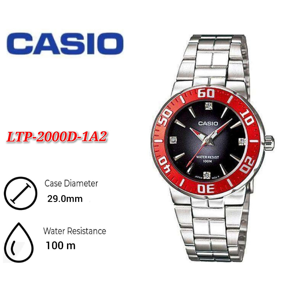 Casio LTD-2000D-1A2 Silver Stainless Steel Strap Watch for Women