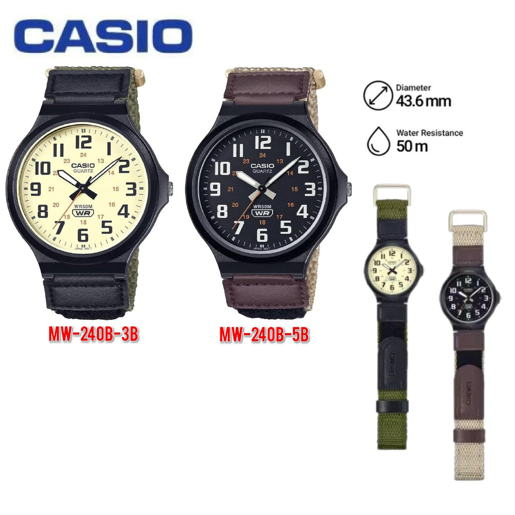 Casio Series Analog Cloth Band Men Watch MW-240B-5B