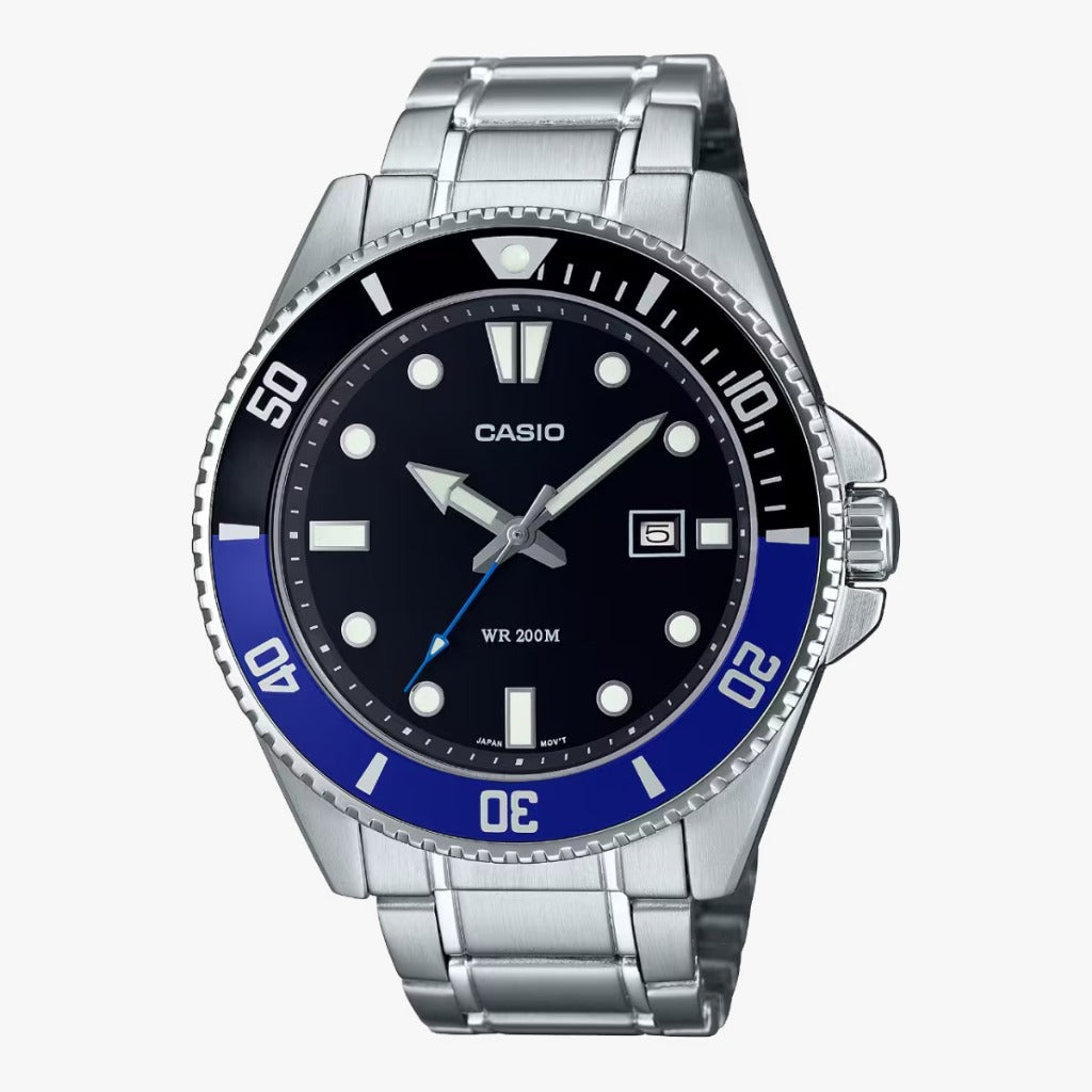 Casio Standard Analog Stainless Steel Black Dial Quartz MDV-107D 200M Men's Watch