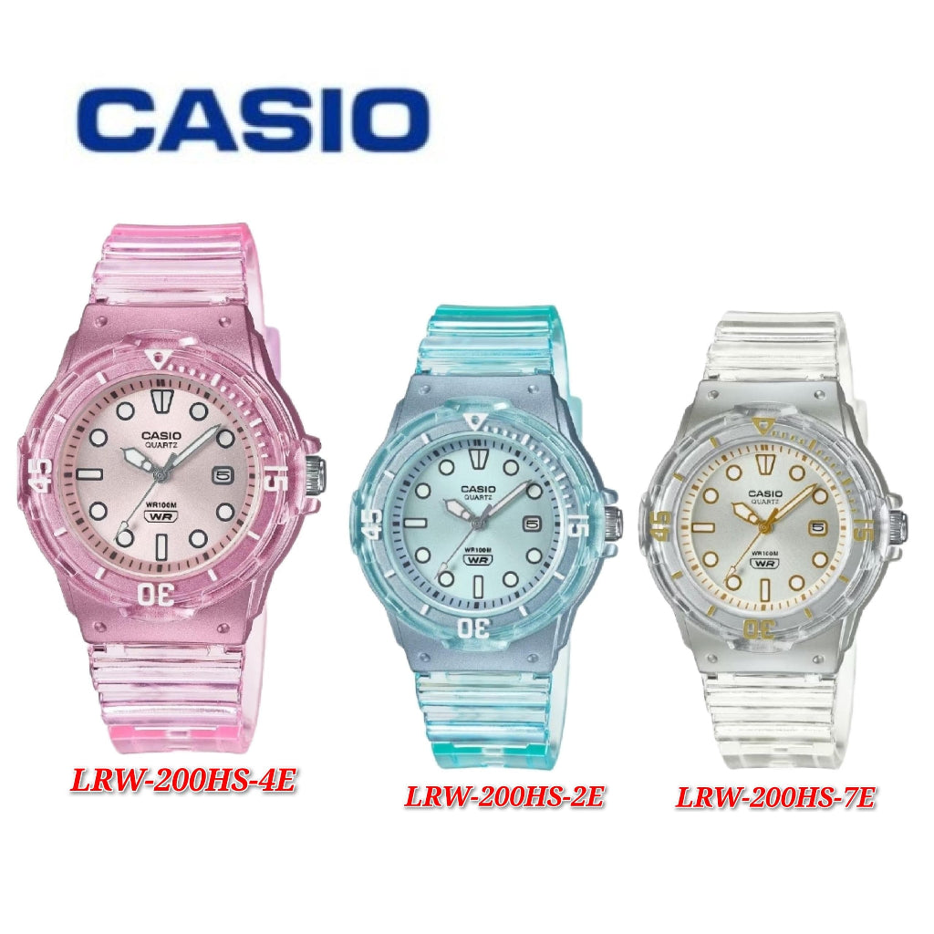 Casio General LRW-200HS-4E Transparent Resin Band Kids Watch - LRW-200