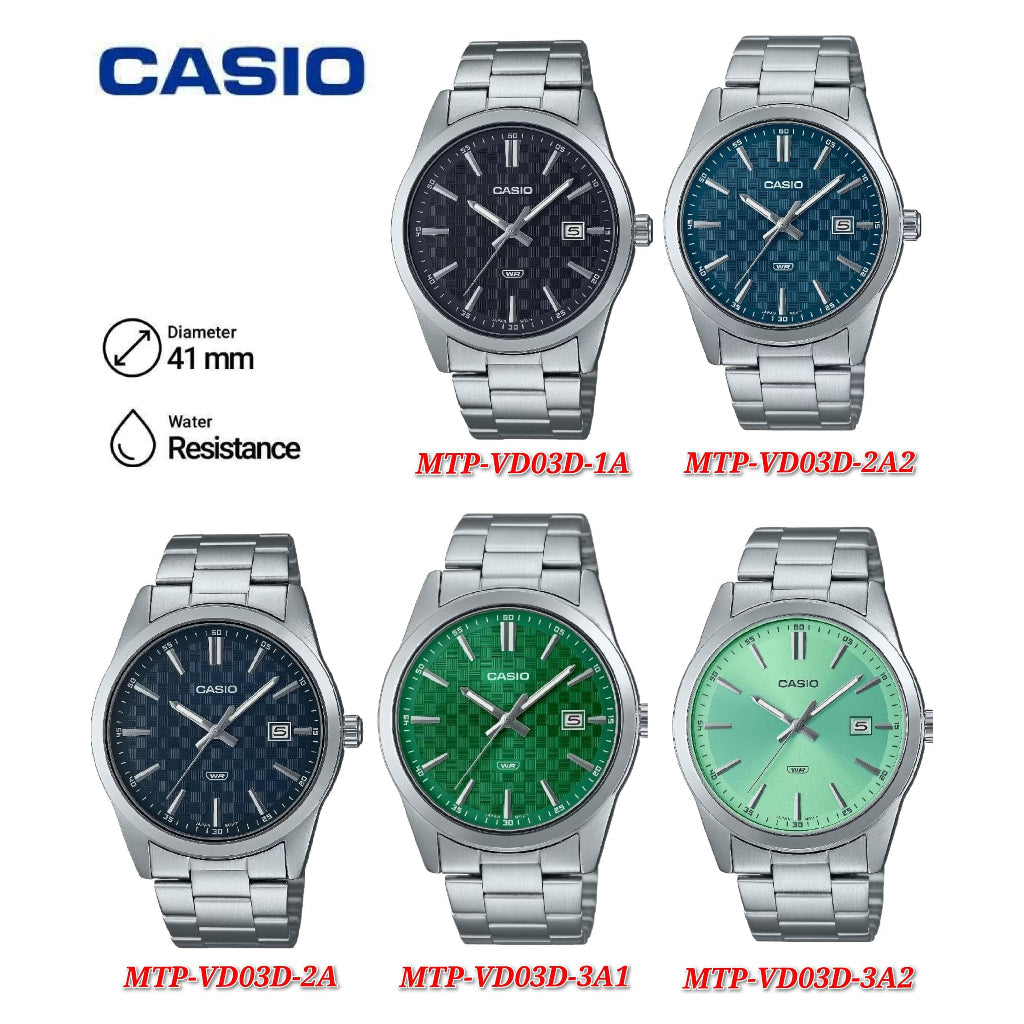 Casio Men's Analog Watch MTP-VD03D-1A Silver Stainless Steel Strap