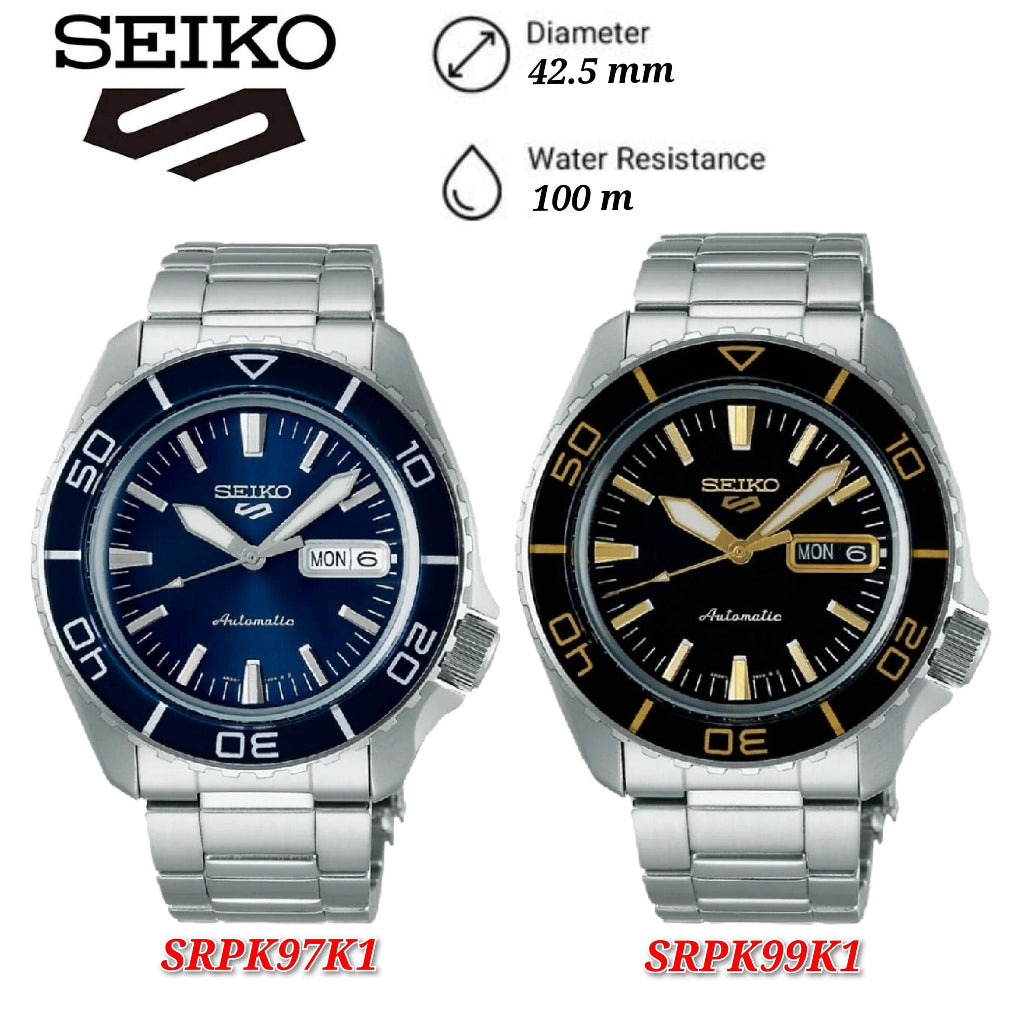 Seiko 5 Sports SRPK99K1 SKX Series Automatic Curved Hardlex Crystal Glass Stainless Steel Case & Strap .