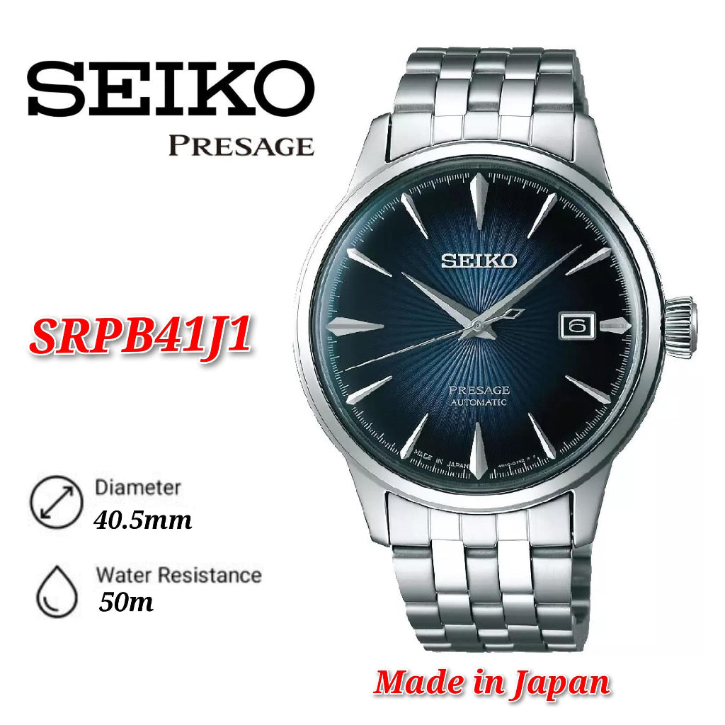 Seiko Presage Cocktail SRPB41J1 "Blue Moon" Blue Sunburst Automatic Gents Watch