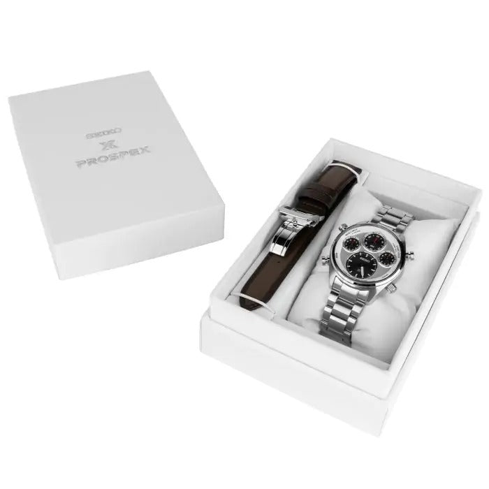 SEIKO SFJ009P1 Men's Watch Prospex SPEEDTIMER Limited Edition Panda Chronograph Solar 42mm SS Bracelet