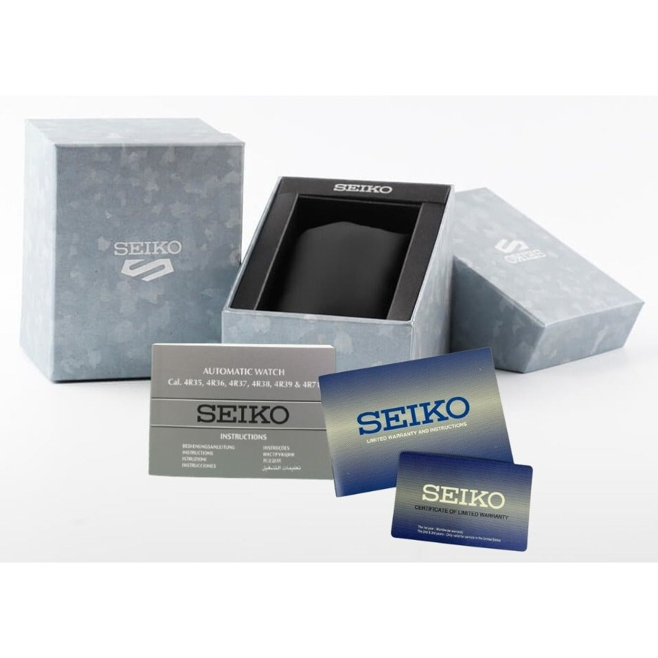Seiko 5 Sports Superman SRPE79K1 Vintage Automatic 100M Silvery Grey Dial Black Calfskin Topped Silicone Strap .