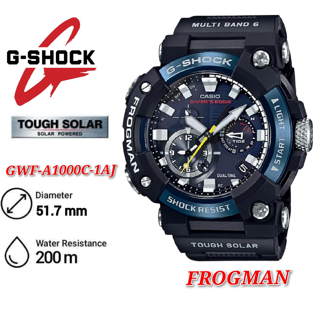 (Japan Set) Casio G-Shock GWF-A1000C-1A / GWF-A1000C-1AJF MASTER OF G Series FROGMAN Analog Diving Watch