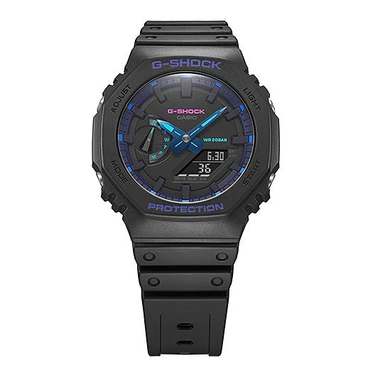 Casio G-Shock Virtual Blue Series GA-2100VB-1A Black Resin Band Men Watch - GA-2100