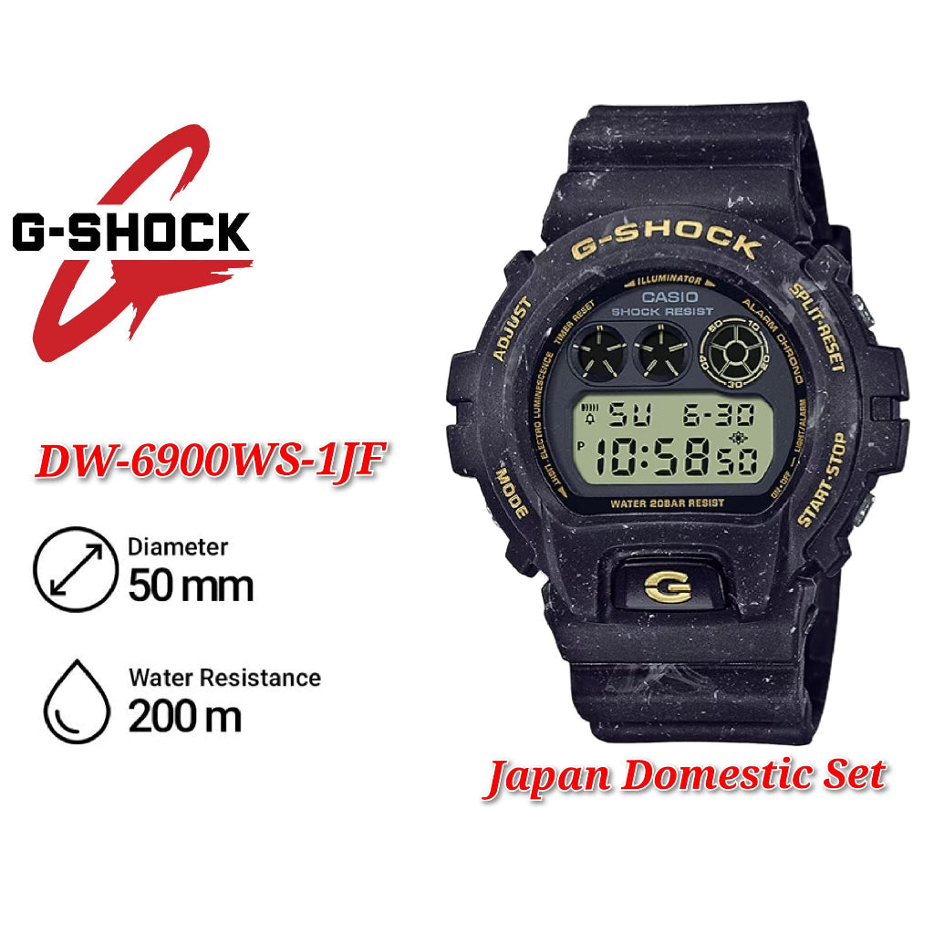 (Japan Set) Casio G-Shock DW-6900WS-1JF Night Sea Quartz Digital Black Resin Watch - DW-6900WS .