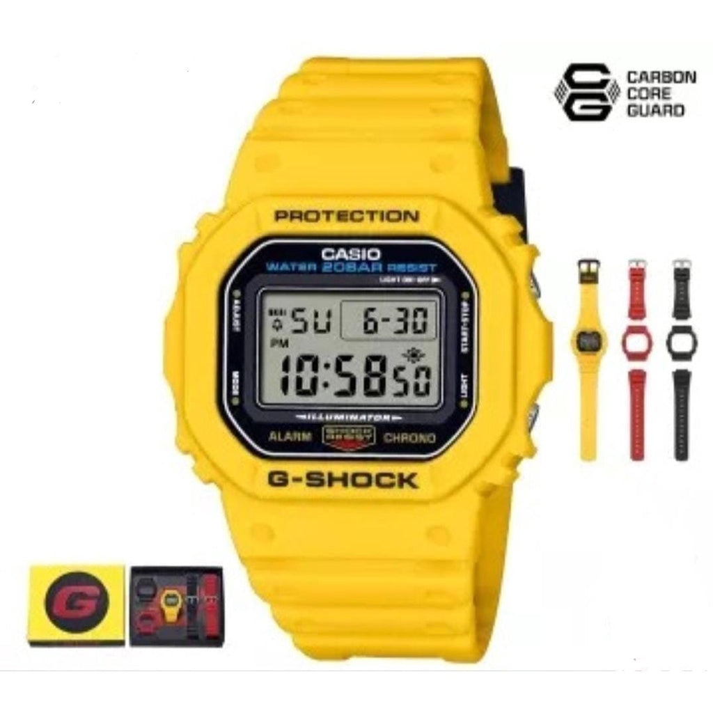 Casio G-Shock Limited Edition DWE-5600 Lineup Yellow Resin Band Watch DWE5600R-9D