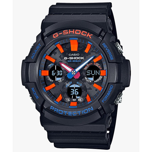 Casio G-Shock GAS-100CT-1A Tough Solar City Camouflage Series Analog Digital Black Resin Band Men Sport Watch -GAS-100