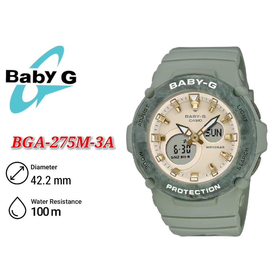 Casio Baby-G BGA-275M-3A Forest Green Analog Digital Resin Women's Watch - BGA-275
