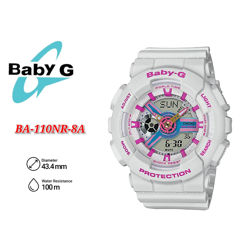 Casio Baby-G BA-110NR-8A Analog Digital Sporty Design Resin Band Watch - BA-110