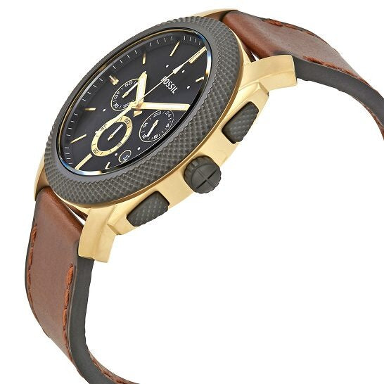 Fossil Men's Machine Chronograph Light Brown Leather Strap Watch FS5322