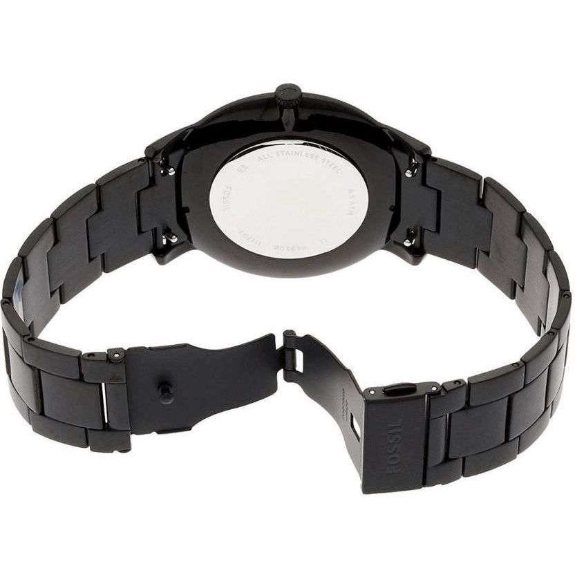 Fossil Men's FS5308 The Minimalist Black Satin Dial Stainless Steel Watch (Black)