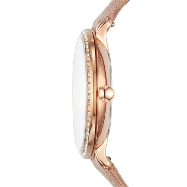 Fossil Women's ES4292 Jacqueline Three-Hand Date Sand Leather Watch (Light Brown)
