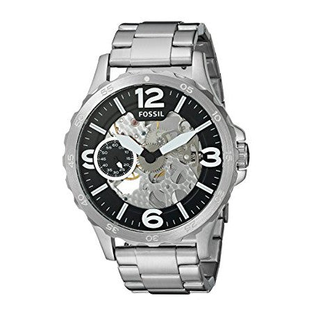 ORIGINAL Fossil ME3129 Nate Mechanical Silver Dial Silver Stainless Steel