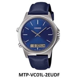 Casio Men's Standard Analog Digital Leather Strap Watch MTP-VC01L-2E