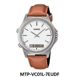 Casio Men's Standard Analog Digital Leather Strap Watch MTP-VC01L-7E