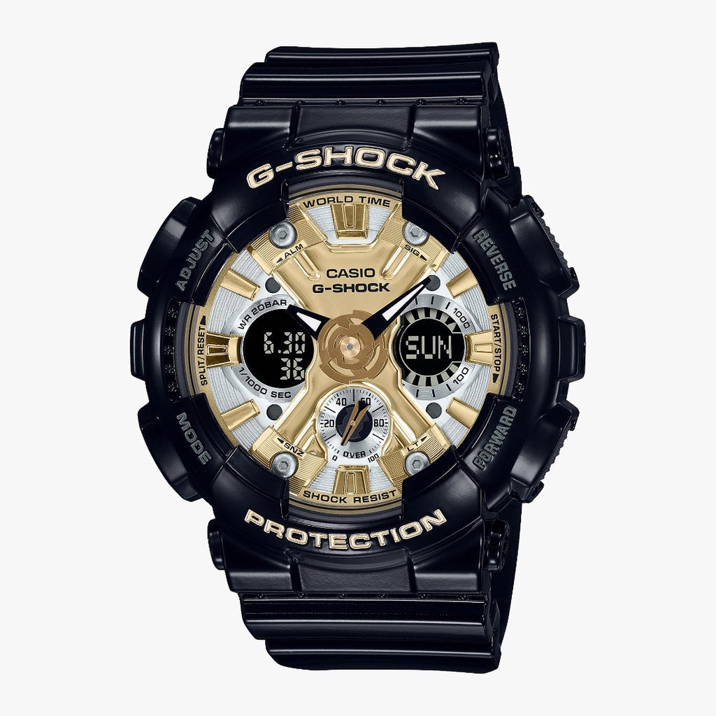 Casio G-Shock Analog-Digital Watch GMA-S120GB-1A Black & Gold Dial with Black Resin Band Sports Watch