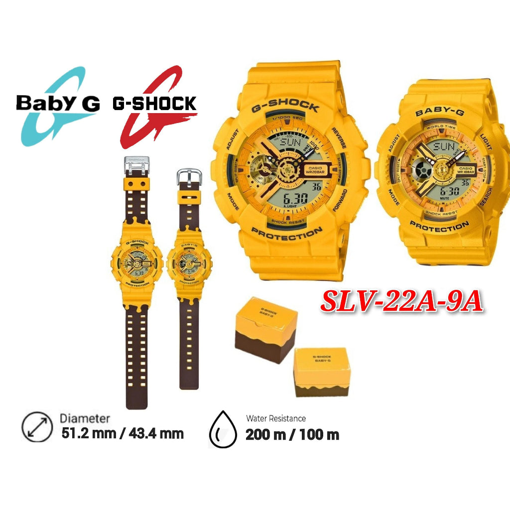 Casio G-Shock Baby G Set SLV-22A-9A Honey Themed Summer Lover's Resin Watch SLV-22A