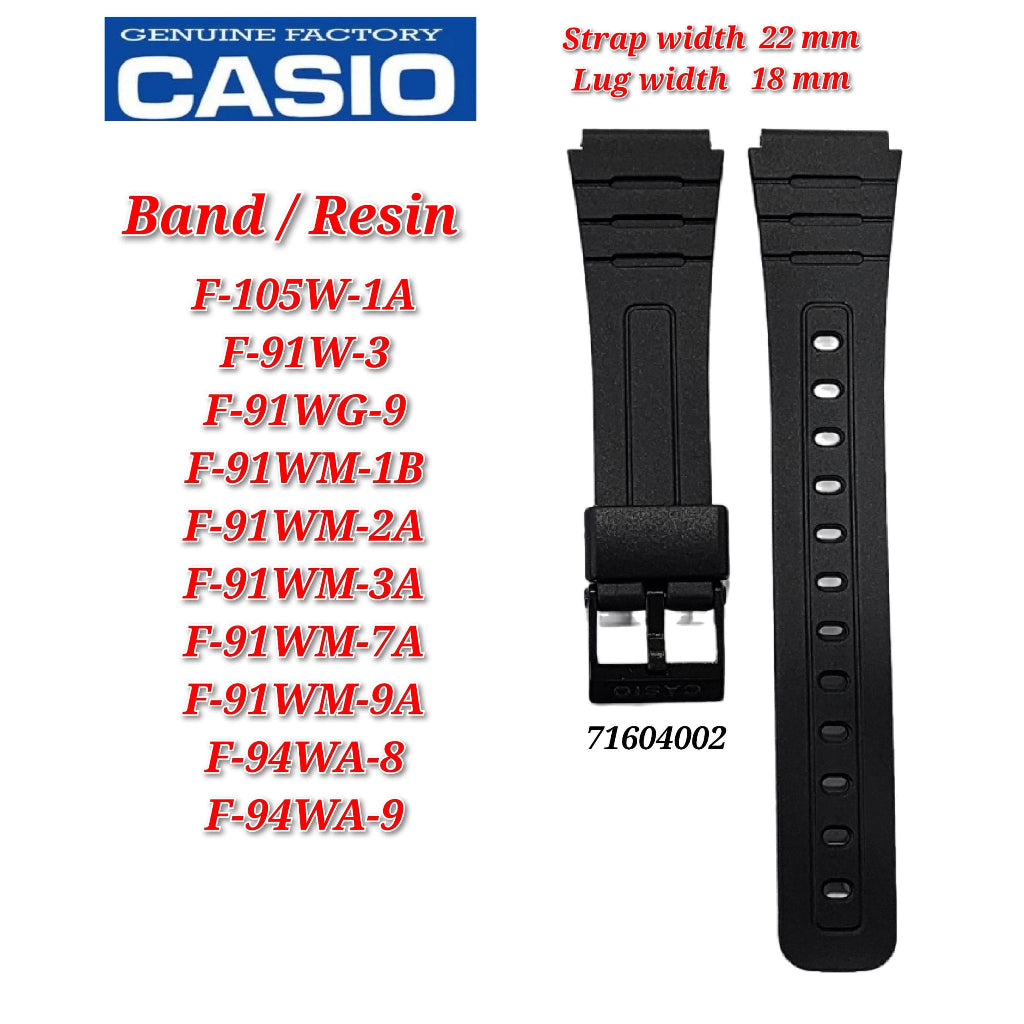 Genuine Casio F-105W / F-106W / F-91W / F-94W Replacement Parts - BAND/RESIN (71604002)
