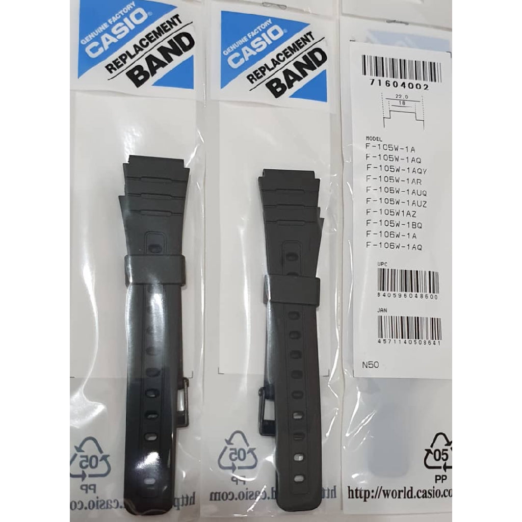 Genuine Casio F-105W / F-106W / F-91W / F-94W Replacement Parts - BAND/RESIN (71604002)