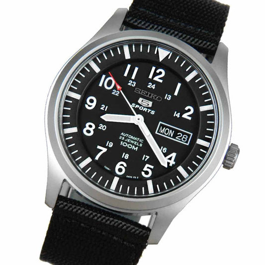 SEIKO 5 Black Nylon Military Style Automatic