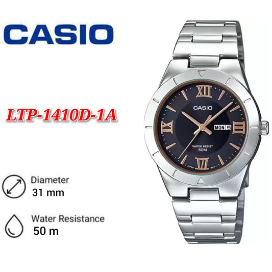 Casio LTP-1410D Enticer Series Standard Analog Stainless Steel Ladies' Watch - LTP-1410D-1A