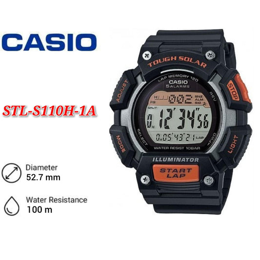 CASIO Men Tough Solar With Lap Memory Sport Watch STL-S110H-1A