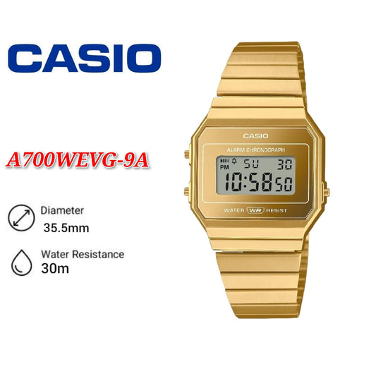 Casio Vintage A700WEVG-9A Gold Stainless Steel Men Watch / Women Watch - A700