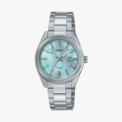 Casio LTP-1302DS Ladies 50M WR Watch Stainless Steel mother of pearl - LTP-1302D