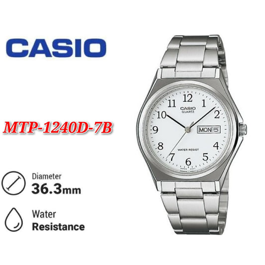 Casio General MTP-1240D-7B  Silver Stainless Steel Band Men Watch