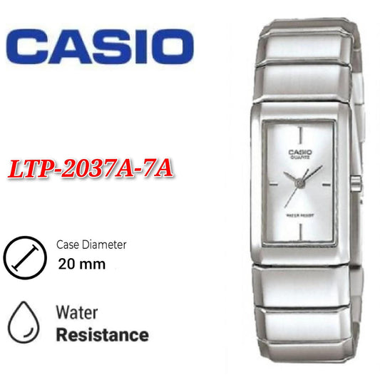 Casio LTP-2037A Women Analog Silver Dial Stainless Steel Strap Fashion Casual Watch