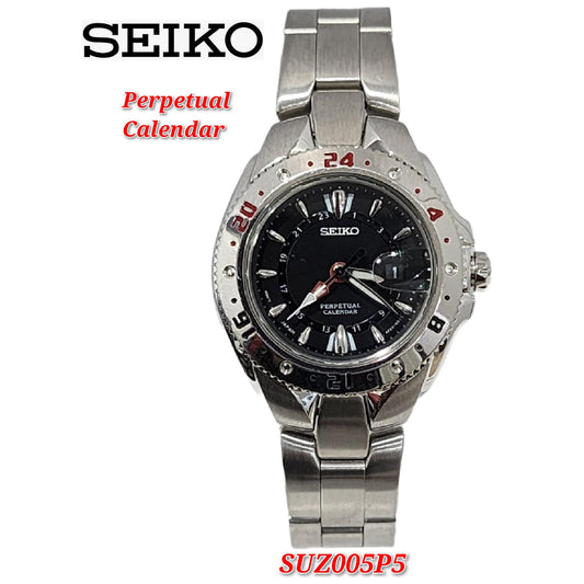 Seiko Perpetual Womens Analog Quartz Watch with Stainless Steel Bracelet SUZ005 /  SUZ005P1