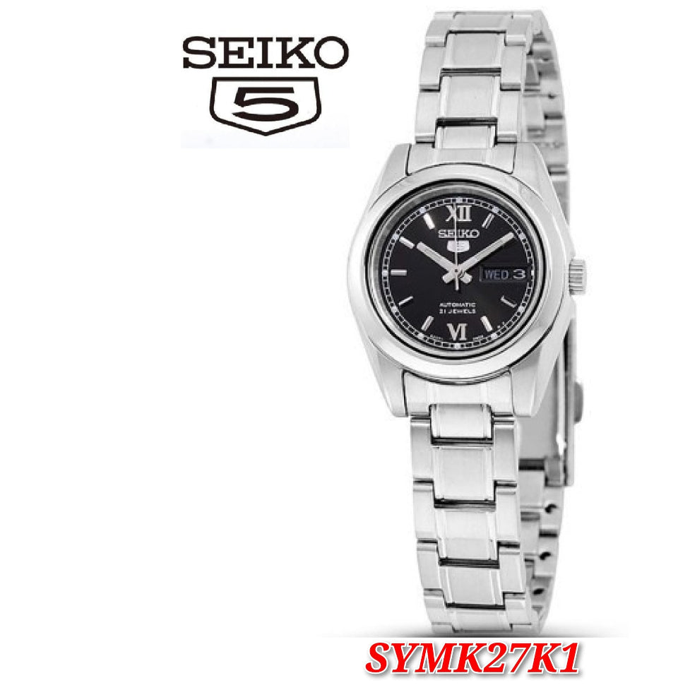 seiko 5 SYMK27K1 Automatic 21 Jewels Ladies Stainless Steel Watch (Silver & Black)