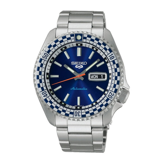 Seiko 5 Sports SRPK65K1 Checker Flag Special Edition Automatic Hardlex Crystal Glass Stainless Steel .