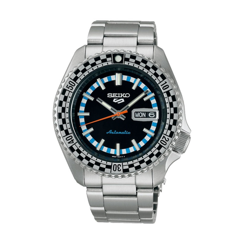 Seiko 5 Sports SRPK67K1 Checker Flag Special Edition Automatic Hardlex Crystal Glass Stainless Steel .