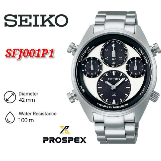 Seiko SFJ001P1 Prospex Speedtimer Solar Power Chronograph Curved Sapphire Glass Stainless Steel Men's Watch