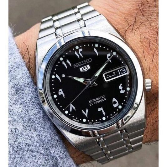 SEIKO 5 Automatic Black Dial Stainless Steel Men's Watch SNK063J5