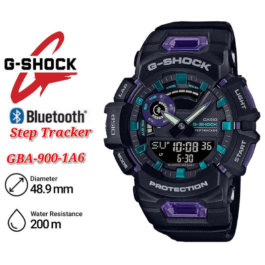 Casio G-Shock GBA-900-1A6 Step Tracker Bluetooth Black & Purple Joker Resin Watch - GBA-900
